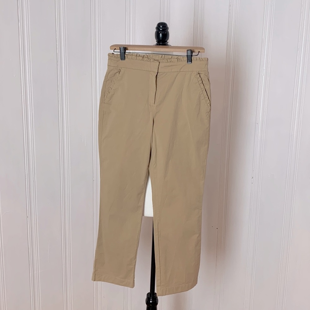 Classic J.CREW camel chino pants with frills